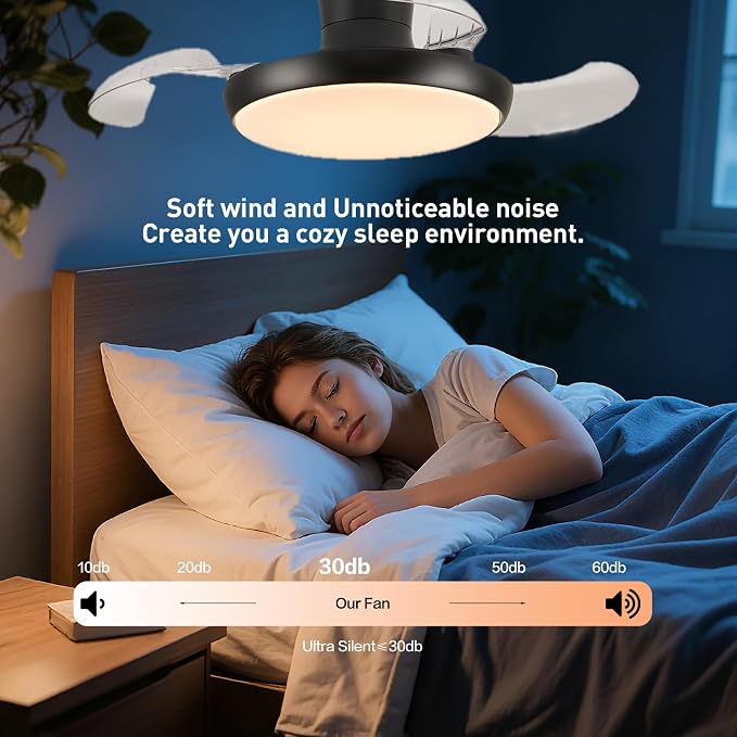 30" RGB Chandelier Fan, Black Modern Fandelier,Dimmable LED Ceiling Fan with Light,6-Speed Reversible,Remote APP Control,for Bedroom Living Room