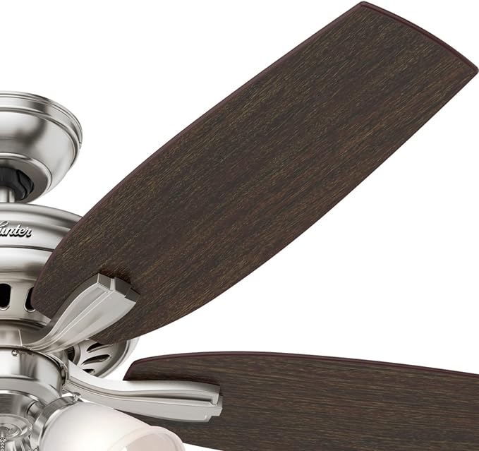 Hunter 52 inch Indoor Ceiling Fan with LED Lights - Ceiling Fan with Pull Chain, For Bedroom or Living Room, Standard Mount, No Remote, 5 Blades, Includes Bulbs - Newsome 53318, Brushed Nickel | with LED Lights, Standard Mount, 5 Blades, For Bedroom, L...