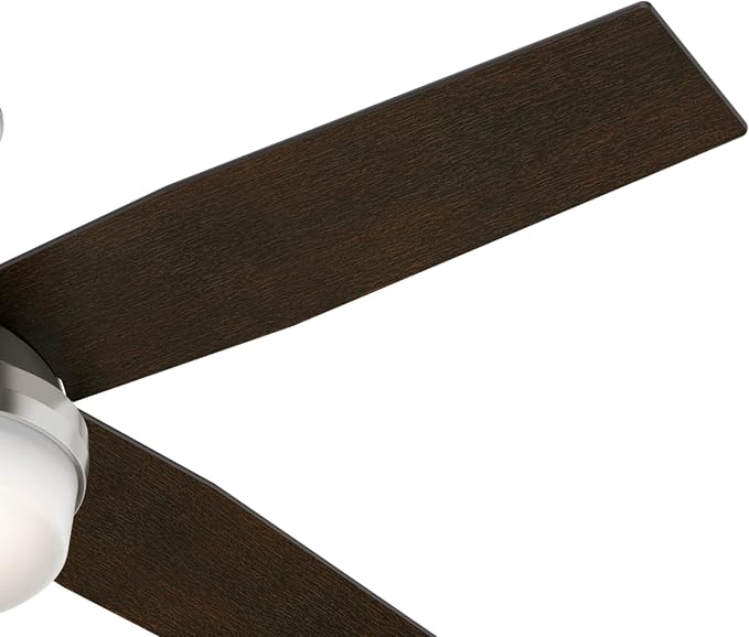 Hunter Dempsey, Indoor, Ceiling Fan, Modern, 52 inch, Brushed Nickel | with LED Light and Remote Control, Standard Mount, 4 Black Oak Blades, For Bedroom, Living Room, Kitchen, 59216