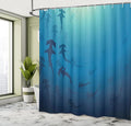 Ambesonne Sea Animals Shower Curtain, Hammerhead Shark Scan Ocean Dangerous Predator Wild Nature Illustration, Cloth Fabric Bathroom Decor Set with Hooks, 69" W x 70" L, Navy Blue
