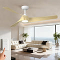 TALOYA 52 inch Modern Ceiling fan with Light, 3 Blades Ceiling Fans with Lights and remote, 3000K-6500K, Dimmable, Quiet, Outdoor Ceiling fan For Living Room, Bedroom, Patio, Farmhouse, Natural Oak