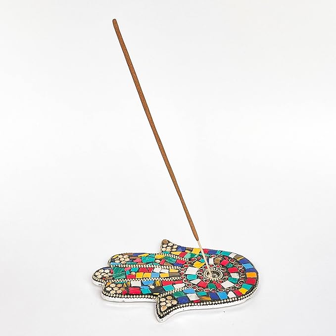 Multicolor - Hamsa Hand Incense Holder - Mosaic Stones