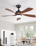 Sofucor 42 Inch Ceiling Fan with Lights and Remote, Indoor/Outdoor Ceiling Fan with Light 6-Speed 3 CCT 3-Timer, Low Profile Ceiling Fan 5 Blade Quiet DC Motor for Bedroom Living Room Patio