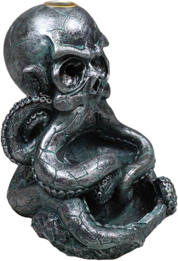 Ebros Gift Nautical Marine Cthulhu Octopus Tentacles Skull Sea Monster Backflow Incense Cone Burner Figurine Home Aromatherapy Fragrance Holder