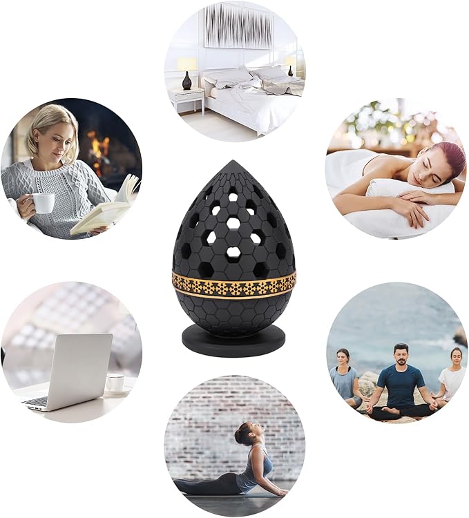 TERSCHELLING Charcoal Incense Burner, Bakhoor Burner, Oud Frankincense Resin Incense Burner for Yoga, Spa and Aromatherapy, Office & Home Decor (Black)