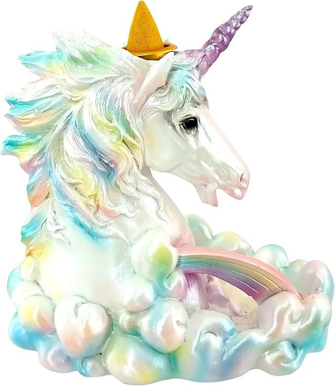 Fantasy Gifts Cloud Breathing Unicorn Backflow Burner – 5.5 x 5.75 Inch Fantasy Waterfall Décor Accent | Whimsical Unicorn Tabletop Decoration for Meditation & Home Décor