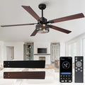 60 Inch Farmhouse Ceiling Fan with Lights and Remote/APP Control, Large Outdoor Ceiling Fan with 6 Speeds Reversible DC Motor, Rustic Ceiling Fan for Living Room Dining Room Patio