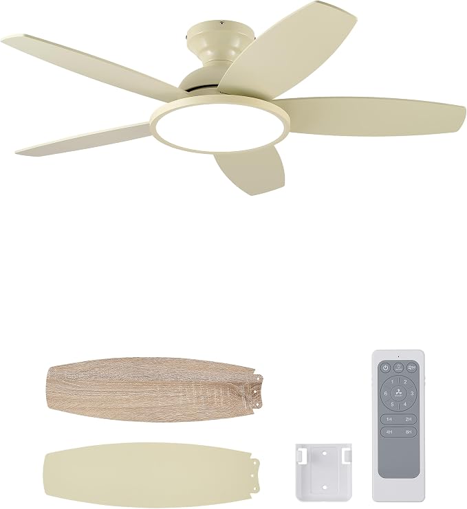 VONLUCE Ceiling Fans with Lights, 42 Inch Ceiling Fan and Remote, Full-spectrum LED Light, 3CCT, 6-Speeds Noiseless Reversible DC Motor, Modern Ceiling Fan for Bedroom Living Room Farmhouse, Boho