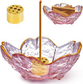 Incense Holder for Sticks, Glass Backflow Incense Burner with 9 Stick Holes, Handmade Cherry Blossom Incense Holder with Ash Catcher for Meditation, Yoga, Home Decor (with Gilt-Edged)