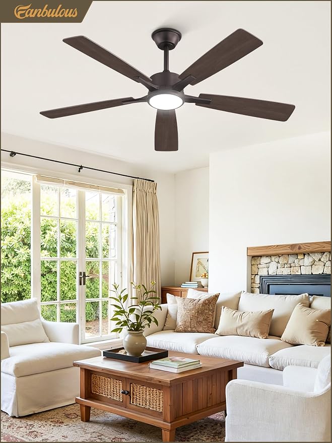 Fanbulous 52 Inch Ceiling Fans with Lights and Remote, Stepless Color Temperature Change & Dimmable 20W LED Ceiling Fan, 6 Speeds Reversible Quiet DC Motor for Bedroom, Living Room, Oil Bronze