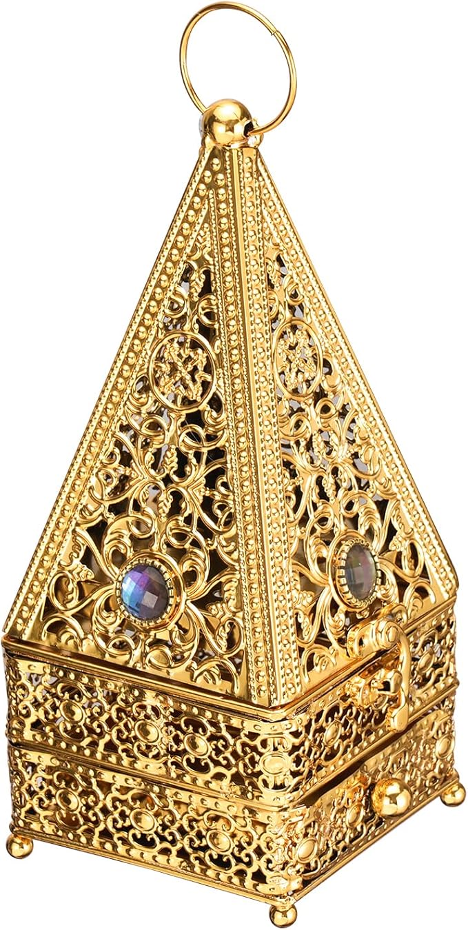Decorative Palm Tree Incense Burner, Gold Metal Design (Gold-A11)