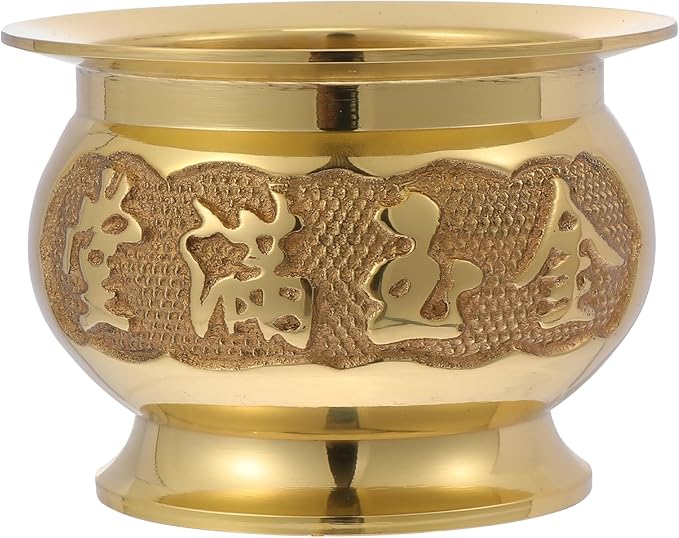 HEALLILY Retro Copper Incense Burner 3.93X3.93X2.67In Elegant Home Decor Buddhist Censer with Bowl Design for Relaxation and Meditation