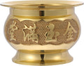 HEALLILY Retro Copper Incense Burner 3.93X3.93X2.67In Elegant Home Decor Buddhist Censer with Bowl Design for Relaxation and Meditation