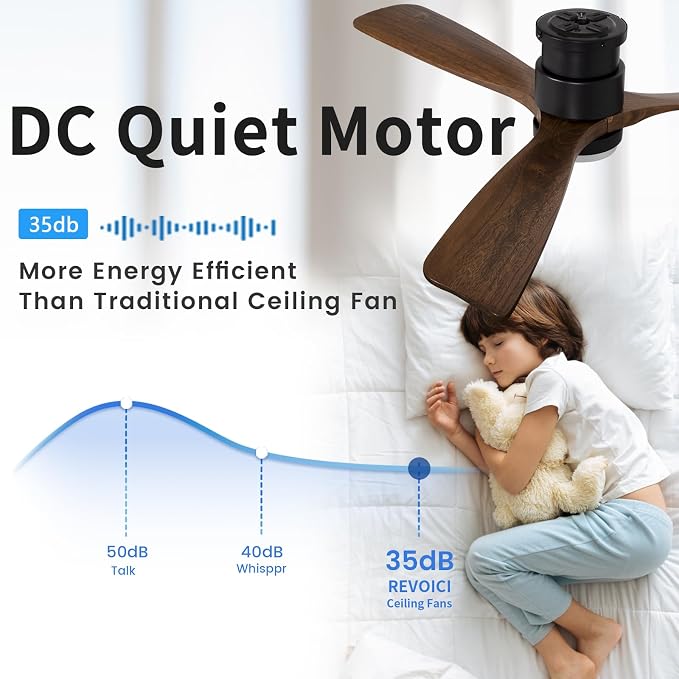 52 Inch Ceiling Fan with Lights Remote, Amber Solid Wood Ceiling Fan