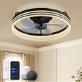LUDOMIDE Smart Ceiling Fan with Lights and Alexa/Google Assistant/APP Control, 20" Low Profile Fan with 6 Speeds, for Bedroom, Living Room, Patio