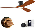 Hoenofly 52” Smart Wood Flush Mount Ceiling Fans with Lights Remote,Quiet DC Motor,Outdoor Indoor Low Profile Ceiling Fan,Voice Contorl with WIFI Alexa App Control,Modern fan for Bedroom Patio