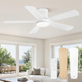 Fanbulous 42” Ceiling Fans with Lights and Remote, Flush Mount Ceiling Fan | Low Profile,Modern Ceiling Fan with LED Light, 5 Blades, 3CCT, 6 Speeds,Timer,Bedroom, Indoor, Outdoor,Living room,White