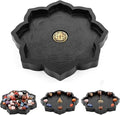 Mooncraftlogy Lotus Crystal Tray, Wooden Incense Burner for Stick/Cone, Gemstone Display Holder, Organizer for Rocks, Essential Oil, and Jewelry