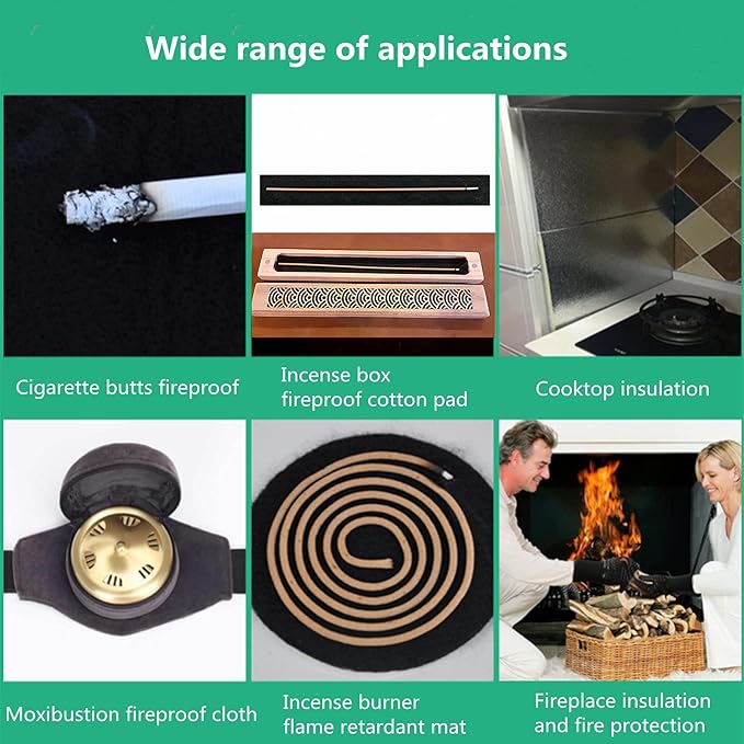 Incense Backflow Incense Burner Holder Heat-resistan Insulating mat Round Cotton pad Smoked Cigarette Ashtray mat 1Pc (19.7X19.7Inch)