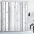 Ambesonne Grey Shower Curtain, Birch Trees in Autumn Branches Forest with Soft Colors in Modern Graphic Print, Cloth Fabric Bathroom Decor Set with Hooks, 69" W x 70" L, Grey Ceil