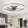 Depuley Bedroom Ceiling Fans with Lights: 20" Modern Low Profile Flush Mount Bladeless Ceiling Fan with App Remote Control - Brown Fandelier for Living Room Kitchen Dimmable Quiet DC Motor