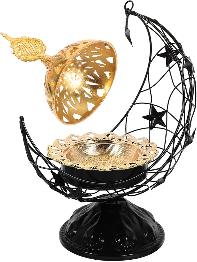 Zerodeko 1pc Incense Burner Decoration Elegant Arabic Censer for Home Decor Vintage Incense Holder Smooth for Aromatherapy and Relaxation Black Design