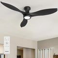 Ensenior 52 Inch Flush Mount Ceiling Fan with Light and Remote, Black Low Profile Ceiling Fans with Lights for Bedroom Living Room, 3 ABS Blades, Modern Quiet Reversible DC Motor, 3CCT, 6 Speeds