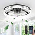 Ceiling Fans with Lights and Remote, 20'' Low Profile Ceiling Fan, 1-6 Wind Speeds, 3000-6500K Dimmable Flush Mount LED Fan Light, Modern Fandelier Ceiling Fans for Bedroom