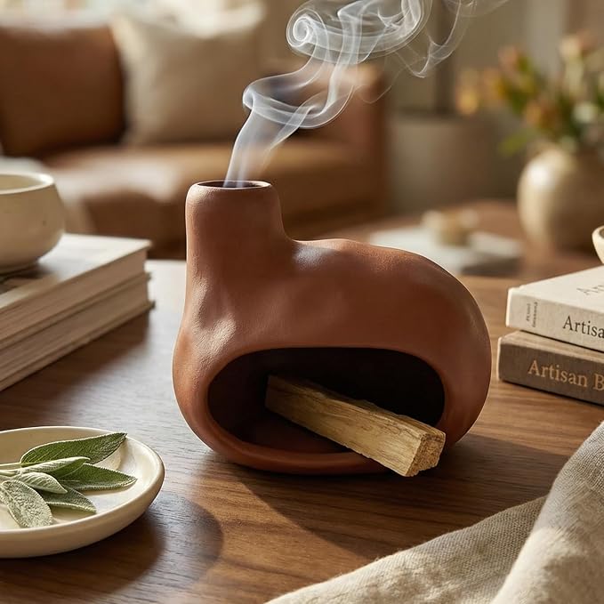 CEREMONY Palo Santo Holder -Mini Ceramic Incense Holder for Palo Santo and Sticks - White Sage Holder for Meditation Decor