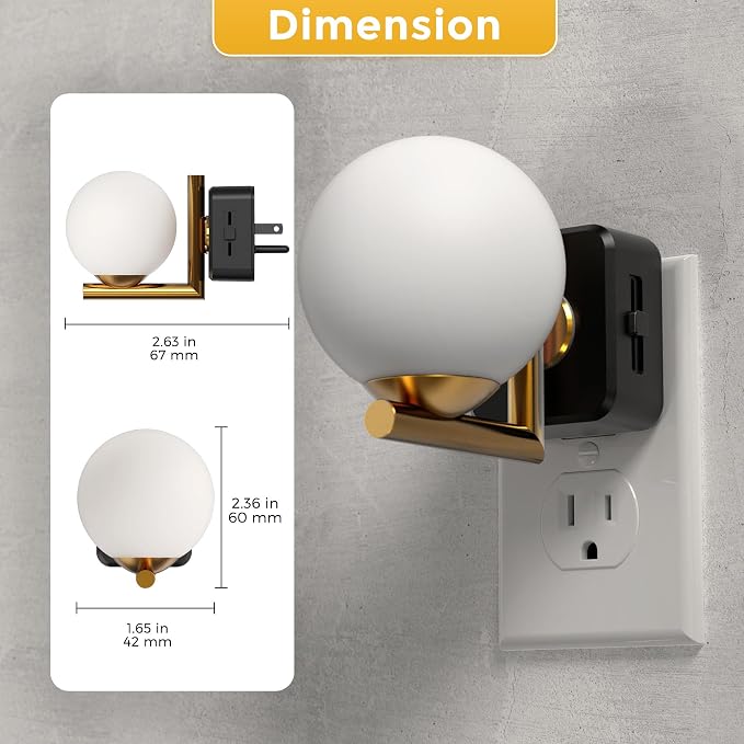 L LOHAS LED Night Lights Plug Into Wall 2 Pack, Dusk to Dawn Sensor | Soft White 3000K Nightlight, 0-100LM Adjustable Brightness, Plug in Night Light for Bathroom, Hallway, Bedroom, Stairway