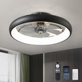LUDOMIDE Ceiling Fans with Lights 20'' Flush Mount Fan Remote & APP Control Black Low Profile 6 Wind Speeds Smart Dimmable LED for Bedroom Living Room (Y1095-BK-ELE)