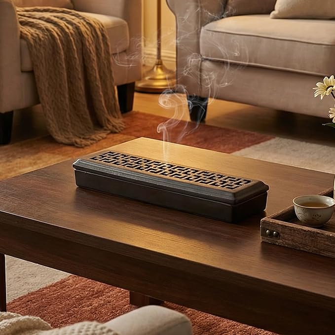 CEREMONY Incense Holder for Sticks, Ceramic Insence-Stick Holder Ash Catcher, Incense Holder Timkburner for Meditation Yoga Spa Room Incense Holder (Lever Brown)