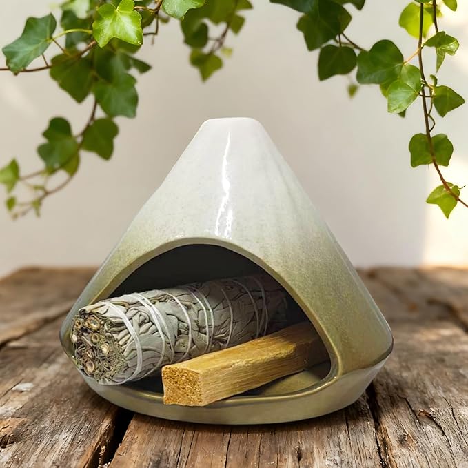 Palo Santo Holder Incense Burner, Ceramic Incense Holder with Ash Catcher, Mini Palo Santo Burner, Unique Aromatic Meditation Gifts for Women, Sage Holder for Burning, Palo Santo Sticks Home Decor