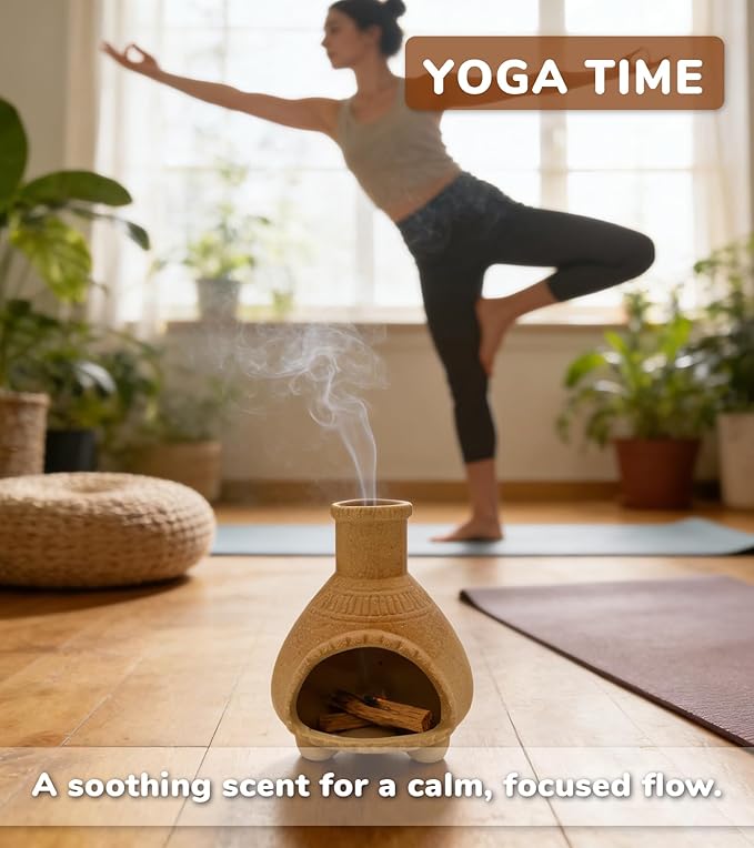 Mini Ceramic Palo Santo Holder for Incense Sticks, White Sage and Meditation Decor, Decorative Palo Santo Burner (Natural)