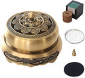 Brass Incense Burner Bowl, Vintage Incense Tray, Lotus Incense Holder for Cone, Coil and Stick Incense, Zen Meditation Yoga Spa, Healing Relaxing Oriental Censer Gift Set for Home Indoor Decor