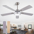 QUTWOB 52" Brushed Nickel Ceiling Fans,Farmhouse 5 Blades Ceiling Fans with Lights, Indoor/Outdoor Ceiling Fan with Remote Control for Patio, Bedroom,Living Room,Dining Room,etc. (Sliver)