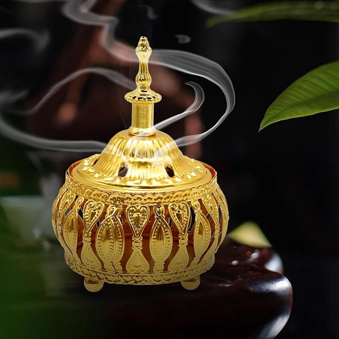 2 PCS Metal Incense Burner Vintage Cone Incense Burner Incense Stick Holder Antique Arabic Incense Burner Pot for Yoga SPA Home Decor