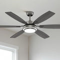 Fanbliss 60 Inch Grey Large Ceiling Fans with Lights and Remote Control for Living Room, Modern Ceiling Fan with Quiet Reversible DC Motor, Ceiling Fan Lights for Garage, Patio, Indoor and Outdoor