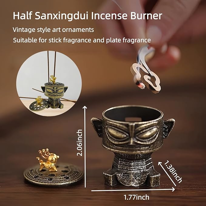 24 Holes Incense Holder for Sticks, Vintage Handmade Incense Burner Ash Catcher with 42 Coils Incense,Ornament for Aromatherapy/Yoga/Meditation/Home Living Room Office Car Decor