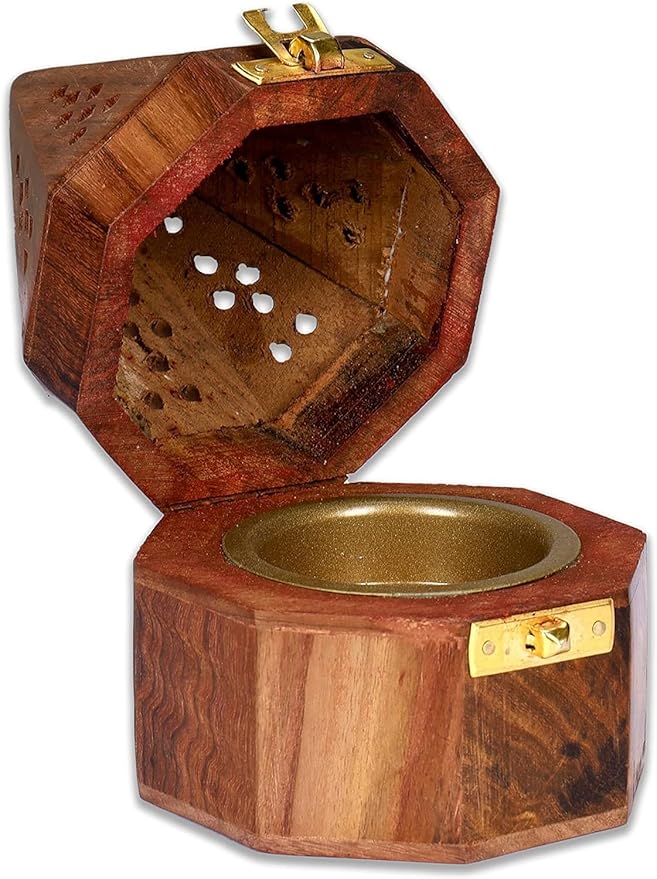 Yajna Traditional-Handmade Incense-Stick-and-Cones-Holder Incense-Burner-ash-Catcher-Stand (Octa Temple)