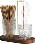 2 in 1 Incense Holder for Sticks, Vintage Glass Upside Down Incense Burner with Removable Ash Catcher & Solid Wood Base, Anti-Ash Flying Catcher for Meditation, Yoga, Spa & Home Decor- Brown