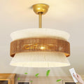 Boho Fandelier Ceiling Fan with Light,Gold Rattan Chandelier Fan Remote Caged Fandelier Ceiling Fan for Bedroom Nursery Foyer Kitchen and Living Room 6 Speeds Timing Adjustment Height Enclosed 20Inch