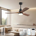 Sofucor Smart Ceiling Fan with Light, 52" Wood Ceiling Fan Compatible with Alexa/Google/App, 3-Color Light 6-Speed DC Motor Reversible Timer for Bedroom Living Room Patio Indoor Outdoor