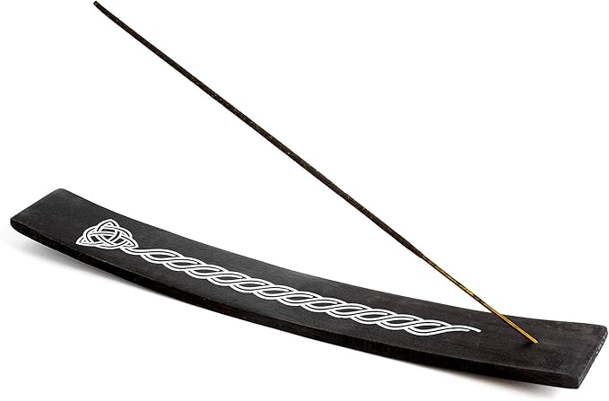 Incense Garden Wooden Incense Holder for Sticks Triquetra Black Painted Wood 10 inches Long