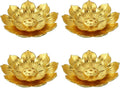 uxcell 4pcs Incense Burner Kit, Brass Lotus Stick Incense Holder 6 Incense Holes Detachable Ash Catcher for Yoga, Meditation, Gold