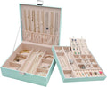 ProCase 2 Layers Jewelry Box for Women -Mint | Large Leather Jewelry Organizer Storage Case with Removable Pad for Earrings
