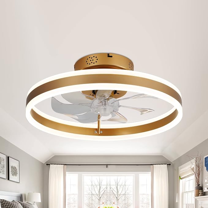 20 Inch Low Profile Ceiling Fans with Remote Control and APP,Kids Modern Indoor Ceiling Fan with Lights,3 Light Color Change and 6 Speeds for Bedroom,Living Room,Kitchen
