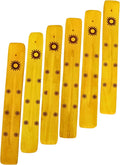 Hosley Set of 6 Wooden Incense Burners, Yellow 10" Long, Ideal Home Decor, Room Decor & Kitchen Decor, for Wedding, Aromatherapy, Zen, Spa, Reiki, Meditation