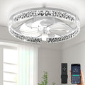 Ceiling Fans with Lights and Remote,20''Low Profile Ceiling Fan,3000-6000K Dimmable Modern Flush Mount LED Fan Light,6 Wind Speeds for Bedroom (White, 20-inch Foldable Diamond)