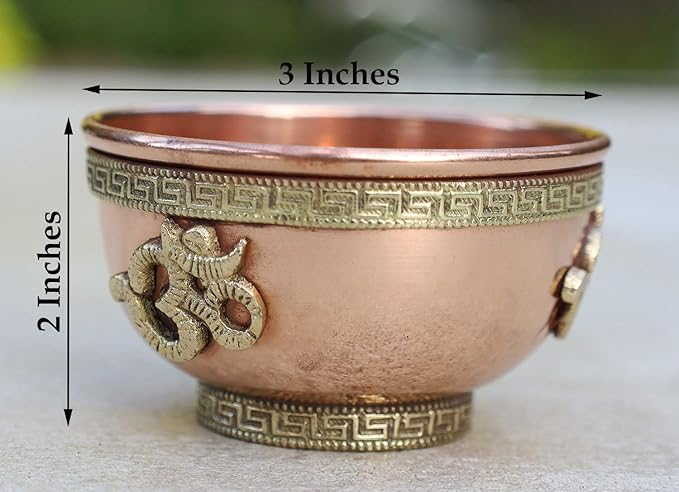 DharrmaObjects Copper Offering Bowl Incense Burner Holder (3 Inches, Om)